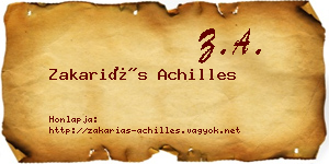Zakariás Achilles névjegykártya